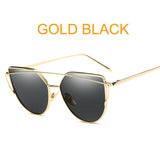 Cat Eye vintage Brand designer rose gold mirror Sunglasses For Women