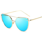 Cat Eye vintage Brand designer rose gold mirror Sunglasses For Women