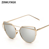 Sunglasses Women Luxury Cat eye Brand Design Mirror  Rose
