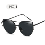 Sunglasses Women Luxury Cat eye Brand Design Mirror  Rose