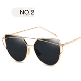 Sunglasses Women Luxury Cat eye Brand Design Mirror  Rose