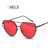 Sunglasses Women Luxury Cat eye Brand Design Mirror  Rose
