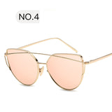 Sunglasses Women Luxury Cat eye Brand Design Mirror  Rose