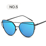 Sunglasses Women Luxury Cat eye Brand Design Mirror  Rose