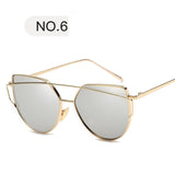 Sunglasses Women Luxury Cat eye Brand Design Mirror  Rose