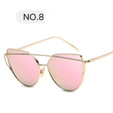 Sunglasses Women Luxury Cat eye Brand Design Mirror  Rose