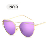 Sunglasses Women Luxury Cat eye Brand Design Mirror  Rose