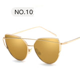 Sunglasses Women Luxury Cat eye Brand Design Mirror  Rose