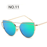 Sunglasses Women Luxury Cat eye Brand Design Mirror  Rose
