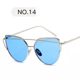 Sunglasses Women Luxury Cat eye Brand Design Mirror  Rose