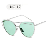 Sunglasses Women Luxury Cat eye Brand Design Mirror  Rose
