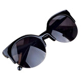 Fashion Vintage Sunglasses Retro Cat Eye Semi-Rim Round Sunglasses