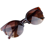 Fashion Vintage Sunglasses Retro Cat Eye Semi-Rim Round Sunglasses