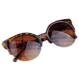 Fashion Vintage Sunglasses Retro Cat Eye Semi-Rim Round Sunglasses