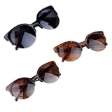 Fashion Vintage Sunglasses Retro Cat Eye Semi-Rim Round Sunglasses