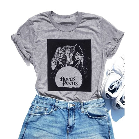 t-shirt top hocus pocus letter printed women unisex graphic female Halloween