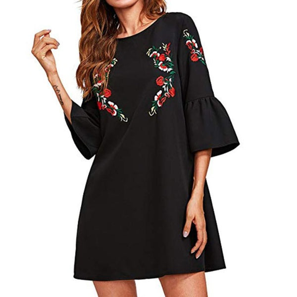 Dress Women Cute Half Sleeve Print Tops Autumn Floral fashion dresses