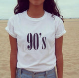 90's Letters Women T shirt Cotton Casual Funny tshirts For Lady Top